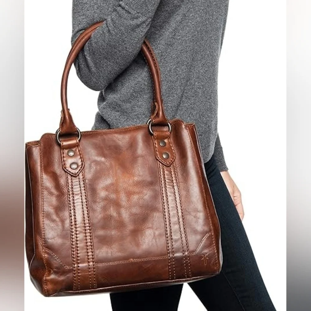 Frye Melissa Tote Cognac Leather Bag - Picture 3 of 6